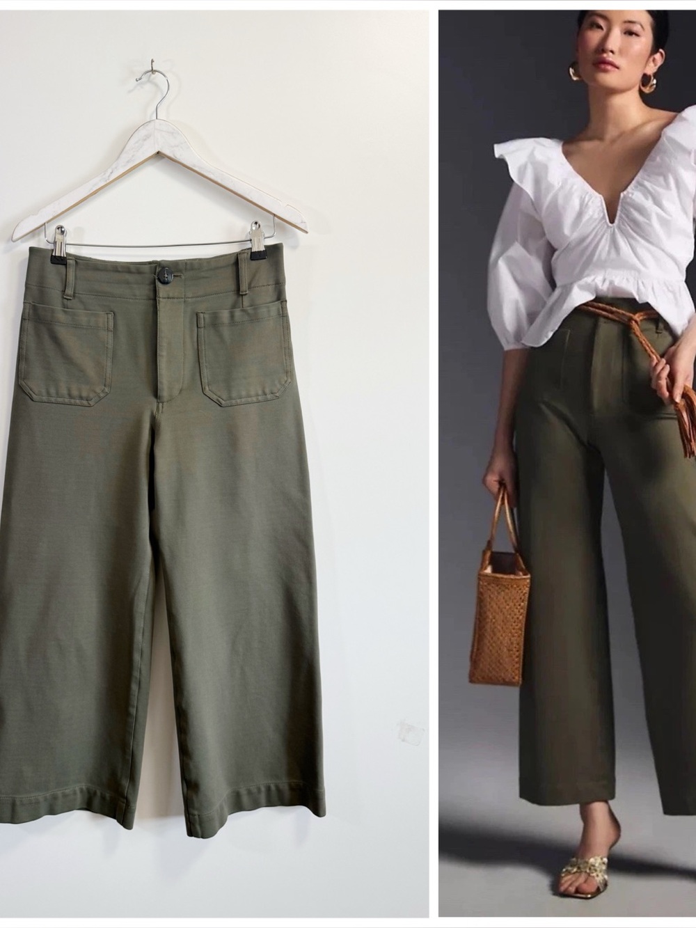 Anthropologie MAEVE The Colette Green Cropped Ponte Pants Size 28